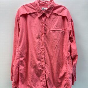 World Wide Sportsman Women's Size 2X Button-Up Shirt Collar Roll-Tab Sleeve Pink